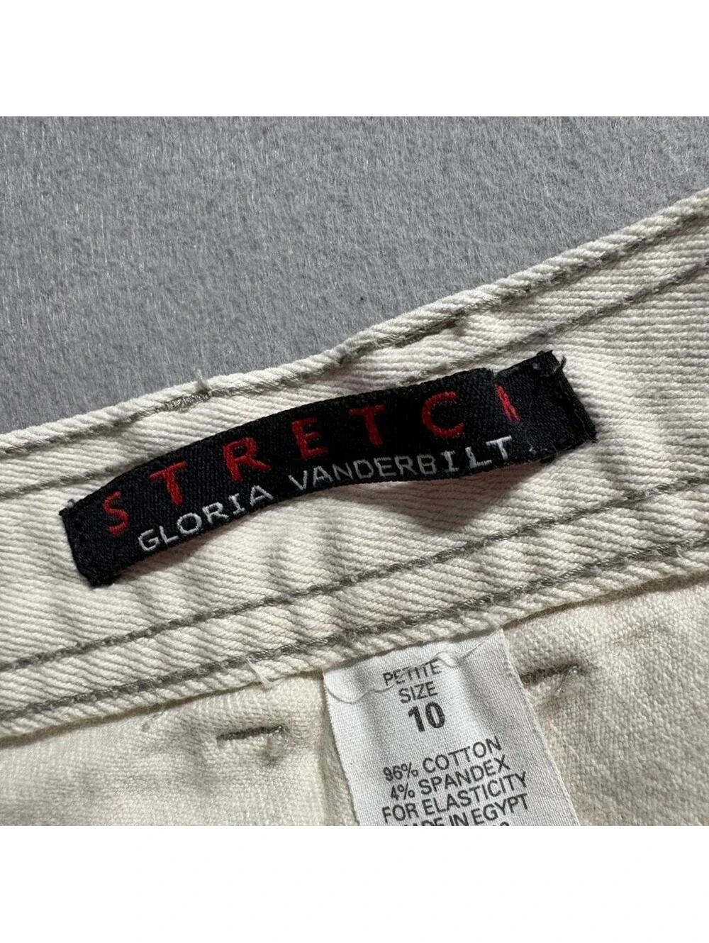 Gloria Vanderbilt Stretch Jeans Womens 10 Petite Beige Denim High Rise Straight